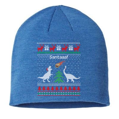 Santa Dinosaur Sweater Ugly Christmas Sweater Dinosaur Gift Sustainable Beanie