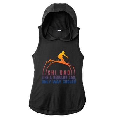 Ski Dad Skiing Daddy Papa Grandpa Cool Snowboarding Father Gift Ladies PosiCharge Tri-Blend Wicking Draft Hoodie Tank