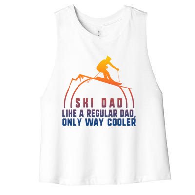 Ski Dad Skiing Daddy Papa Grandpa Cool Snowboarding Father Gift Women's Racerback Cropped Tank