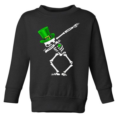 Skeleton Dabbing Shamrock St Patricks Day Irish Lovers Toddler Sweatshirt