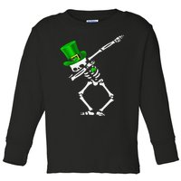 Skeleton Dabbing Shamrock St Patricks Day Irish Lovers Toddler Long Sleeve Shirt