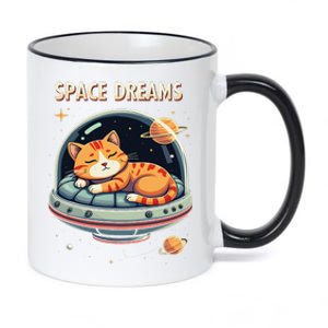 Space Dreams Sleeping Cat Astronaut 11oz Black Color Changing Mug