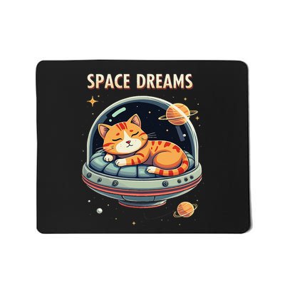 Space Dreams Sleeping Cat Astronaut Mousepad