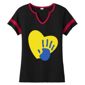 Support Down Syndrome Heart Awareness Ladies Halftime Notch Neck Tee