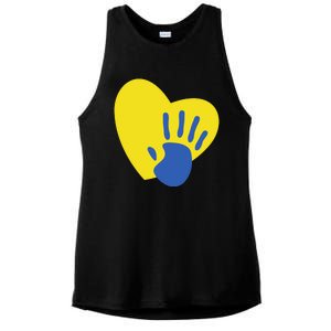 Support Down Syndrome Heart Awareness Ladies PosiCharge Tri-Blend Wicking Tank