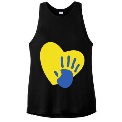 Support Down Syndrome Heart Awareness Ladies PosiCharge Tri-Blend Wicking Tank