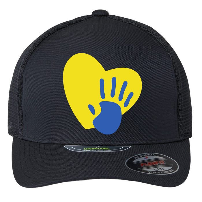 Support Down Syndrome Heart Awareness Flexfit Unipanel Trucker Cap