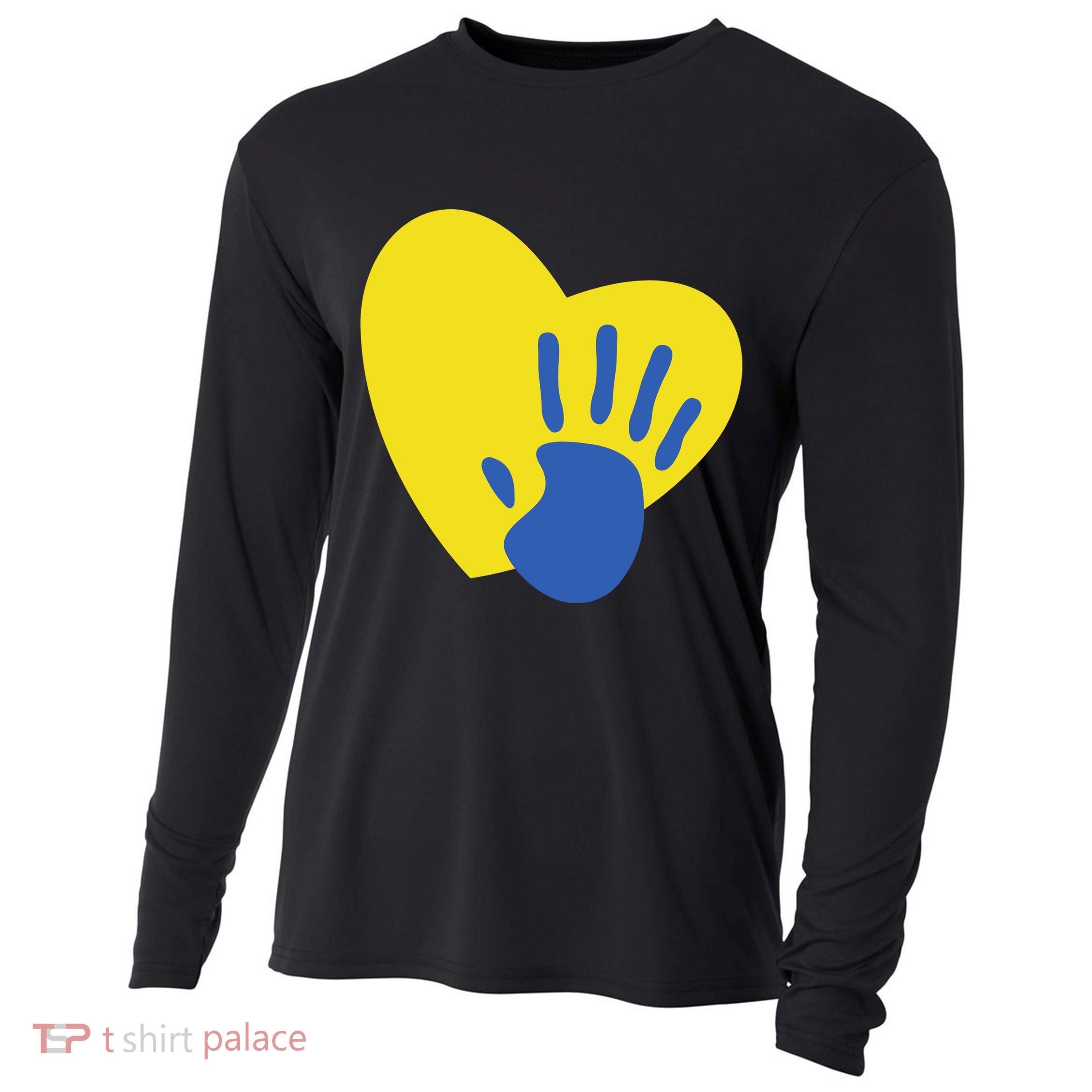 Support Down Syndrome Heart Awareness Cooling Performance Long Sleeve Crew