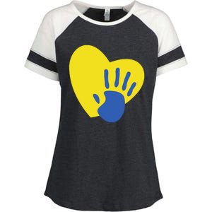 Support Down Syndrome Heart Awareness Enza Ladies Jersey Colorblock Tee