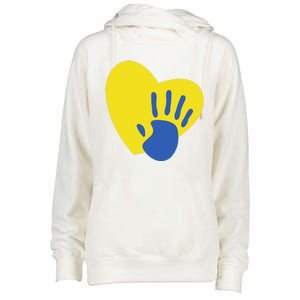 Support Down Syndrome Heart Awareness Womens Funnel Neck Pullover Hood