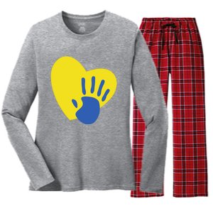 Support Down Syndrome Heart Awareness Women's Long Sleeve Flannel Pajama Set 