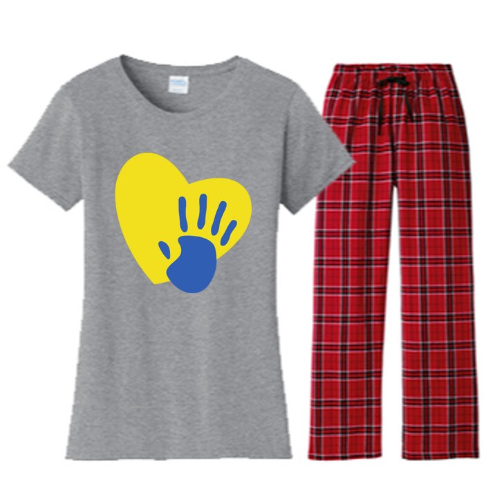 Support Down Syndrome Heart Awareness Women's Flannel Pajama Set