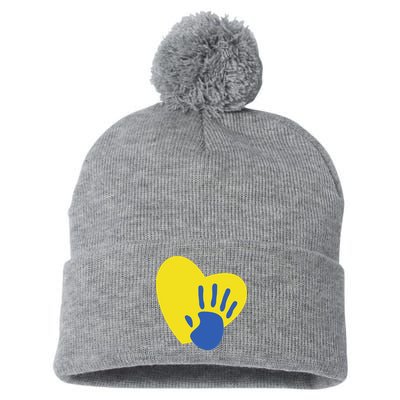 Support Down Syndrome Heart Awareness Pom Pom 12in Knit Beanie