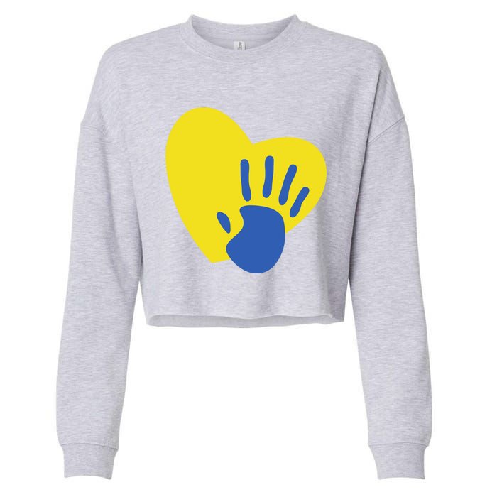 Support Down Syndrome Heart Awareness Cropped Pullover Crew