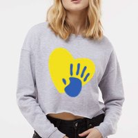 Support Down Syndrome Heart Awareness Cropped Pullover Crew