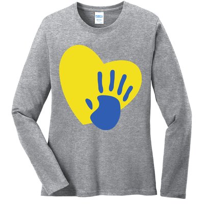 Support Down Syndrome Heart Awareness Ladies Long Sleeve Shirt