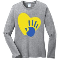 Support Down Syndrome Heart Awareness Ladies Long Sleeve Shirt