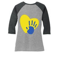 Support Down Syndrome Heart Awareness Women's Tri-Blend 3/4-Sleeve Raglan Shirt