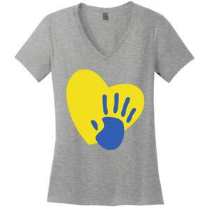 Support Down Syndrome Heart Awareness Women's V-Neck T-Shirt