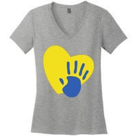 Support Down Syndrome Heart Awareness Women's V-Neck T-Shirt