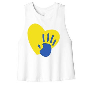 Support Down Syndrome Heart Awareness Women's Racerback Cropped Tank