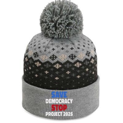 Save Democracy Stop Project 2025 Presidential Election The Baniff Cuffed Pom Beanie