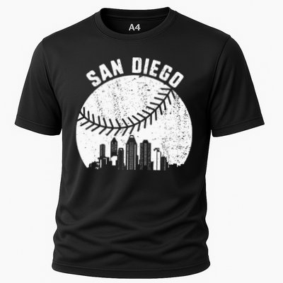 San Diego Skyline Baseball Fan Vintage San Diego Baseball Performance Shirt