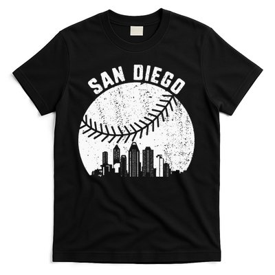 San Diego Skyline Baseball Fan Vintage San Diego Baseball T-Shirt
