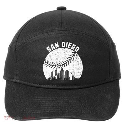 San Diego Skyline Baseball Fan Vintage San Diego Baseball 7-Panel Snapback Hat