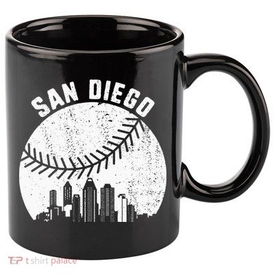San Diego Skyline Baseball Fan Vintage San Diego Baseball 11oz C Handle Ceramic Mug