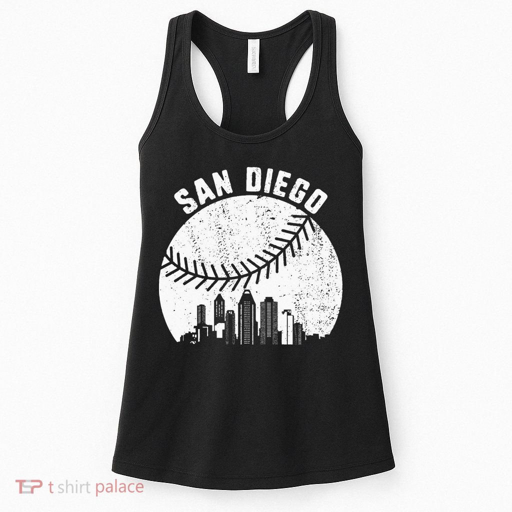 San Diego Skyline Baseball Fan Vintage San Diego Baseball Womens Tank Top
