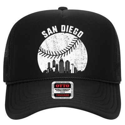 San Diego Skyline Baseball Fan Vintage San Diego Baseball Trucker Hat