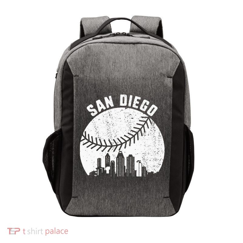 San Diego Skyline Baseball Fan Vintage San Diego Baseball Vector Backpack