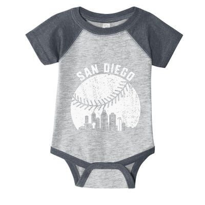 San Diego Skyline Baseball Fan Vintage San Diego Baseball Infant Baby Jersey Bodysuit