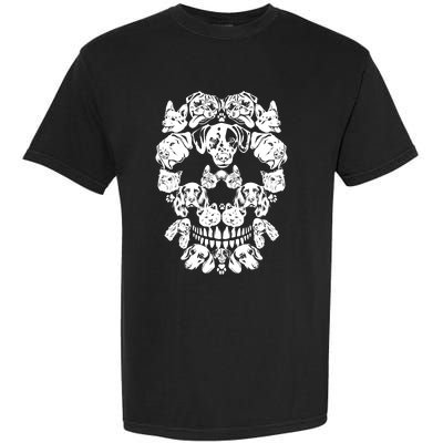 Skull Dog Skeleton Halloween Costume Scary Carnival Garment-Dyed Heavyweight T-Shirt