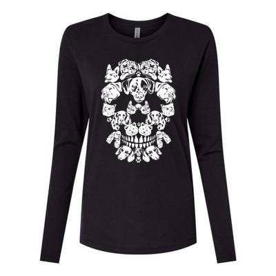 Skull Dog Skeleton Halloween Costume Scary Carnival Womens Cotton Relaxed Long Sleeve T-Shirt