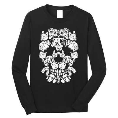 Skull Dog Skeleton Halloween Costume Scary Carnival Long Sleeve Shirt