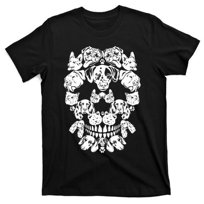 Skull Dog Skeleton Halloween Costume Scary Carnival T-Shirt