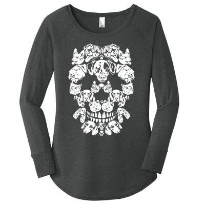 Skull Dog Skeleton Halloween Costume Scary Carnival Women's Perfect Tri Tunic Long Sleeve Shirt