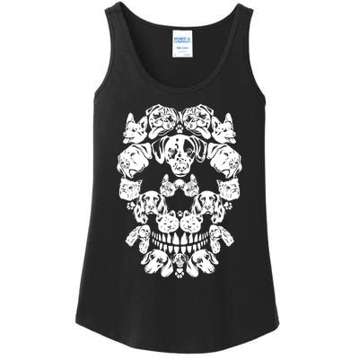 Skull Dog Skeleton Halloween Costume Scary Carnival Ladies Essential Tank