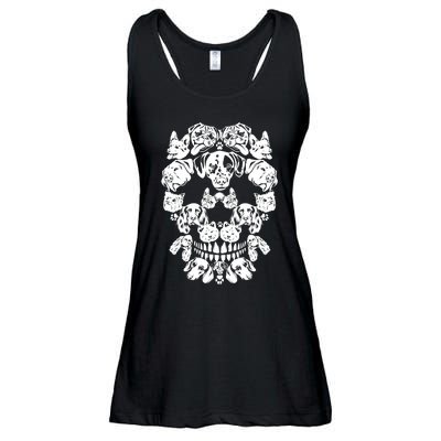 Skull Dog Skeleton Halloween Costume Scary Carnival Ladies Essential Flowy Tank