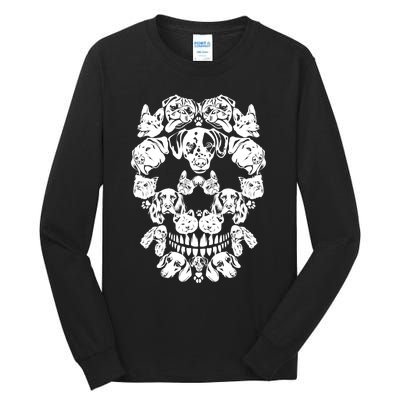 Skull Dog Skeleton Halloween Costume Scary Carnival Tall Long Sleeve T-Shirt