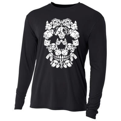 Skull Dog Skeleton Halloween Costume Scary Carnival Cooling Performance Long Sleeve Crew