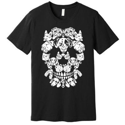 Skull Dog Skeleton Halloween Costume Scary Carnival Premium T-Shirt