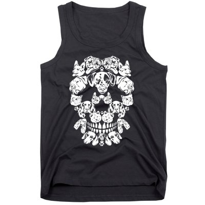 Skull Dog Skeleton Halloween Costume Scary Carnival Tank Top