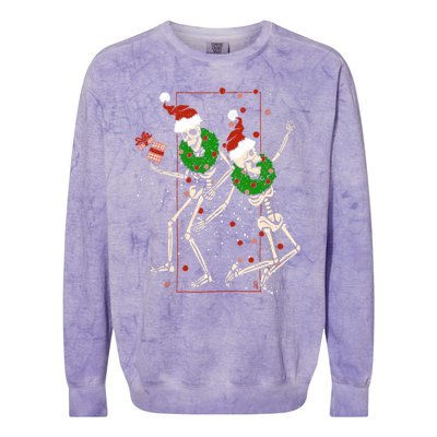 Skeleton Dancing Snowflake Christmas Santa Skeleton Xmas Cute Gift Colorblast Crewneck Sweatshirt