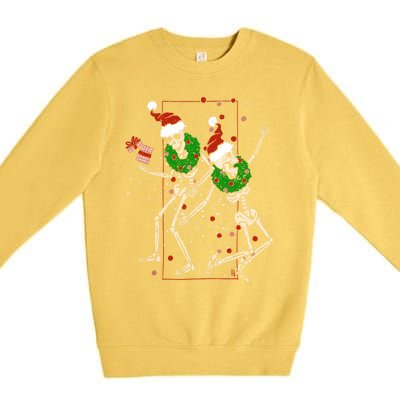 Skeleton Dancing Snowflake Christmas Santa Skeleton Xmas Cute Gift Premium Crewneck Sweatshirt