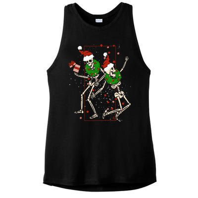 Skeleton Dancing Snowflake Christmas Santa Skeleton Xmas Cute Gift Ladies PosiCharge Tri-Blend Wicking Tank