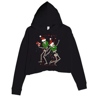 Skeleton Dancing Snowflake Christmas Santa Skeleton Xmas Cute Gift Crop Fleece Hoodie