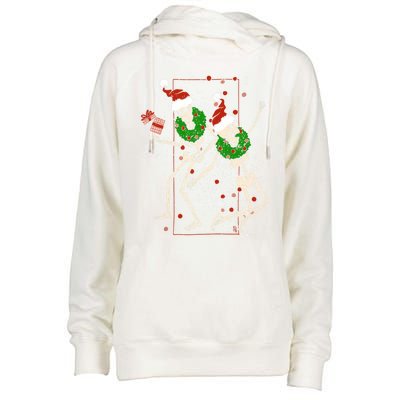 Skeleton Dancing Snowflake Christmas Santa Skeleton Xmas Cute Gift Womens Funnel Neck Pullover Hood